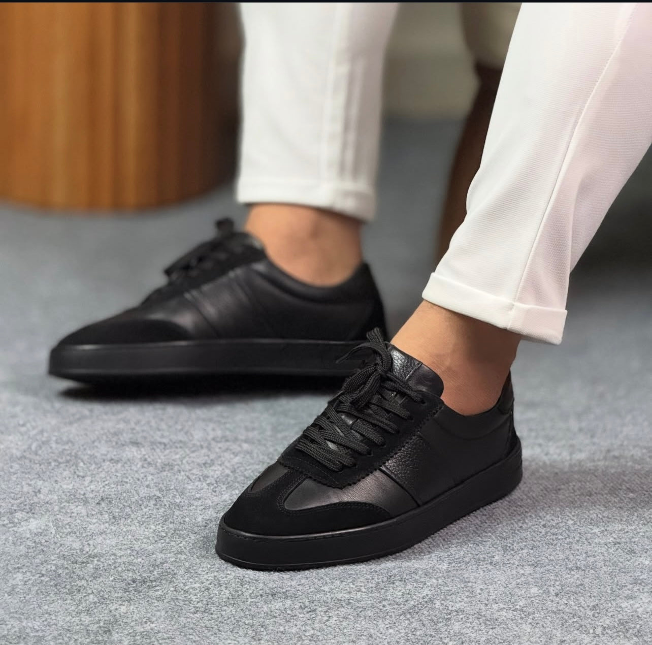 0061 SİYAH SNEKAKER DERİ AYAKKABI