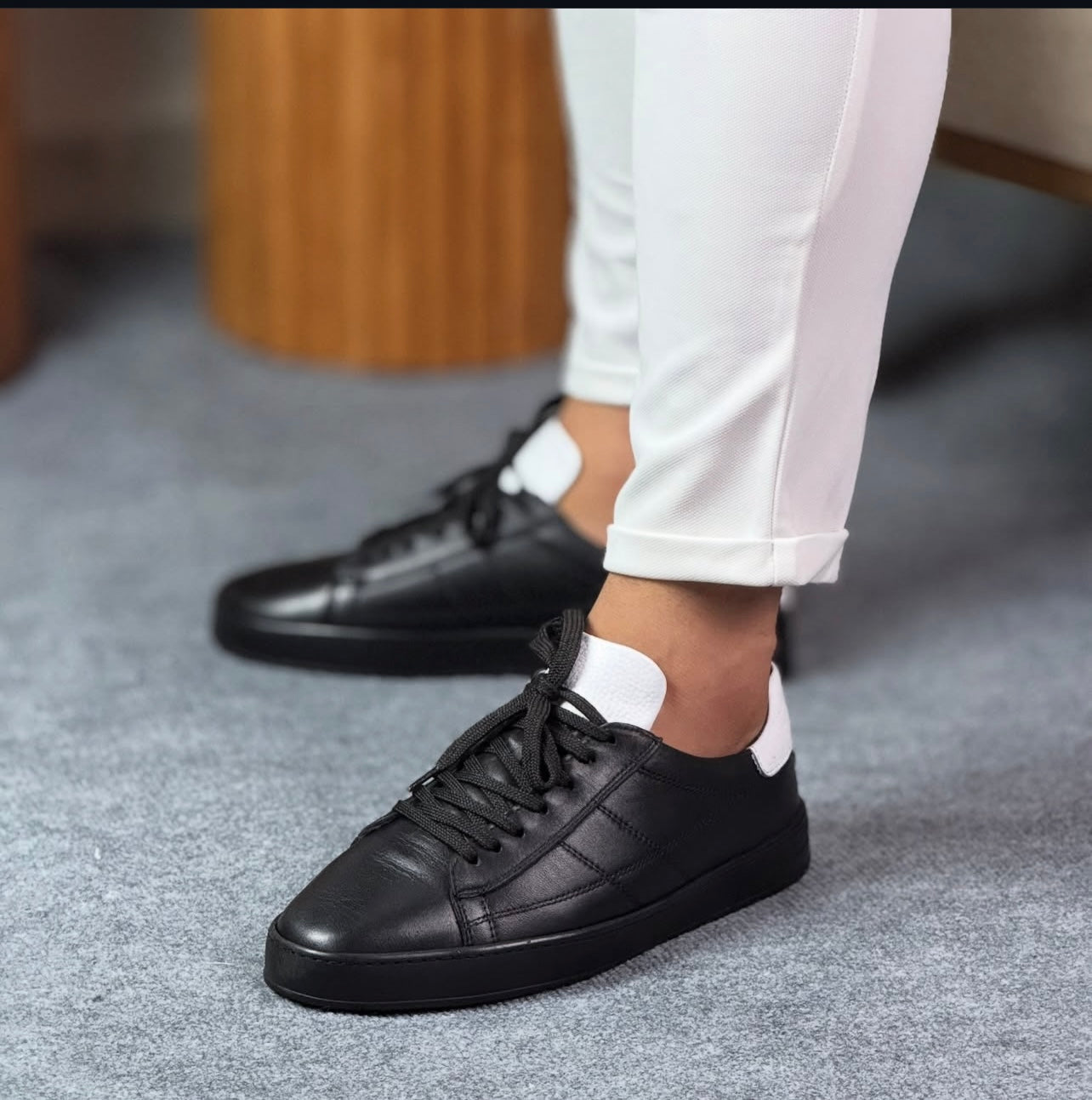 0062 SİYAH SNEKAKERS ERKEK DERİ AYAKKABI