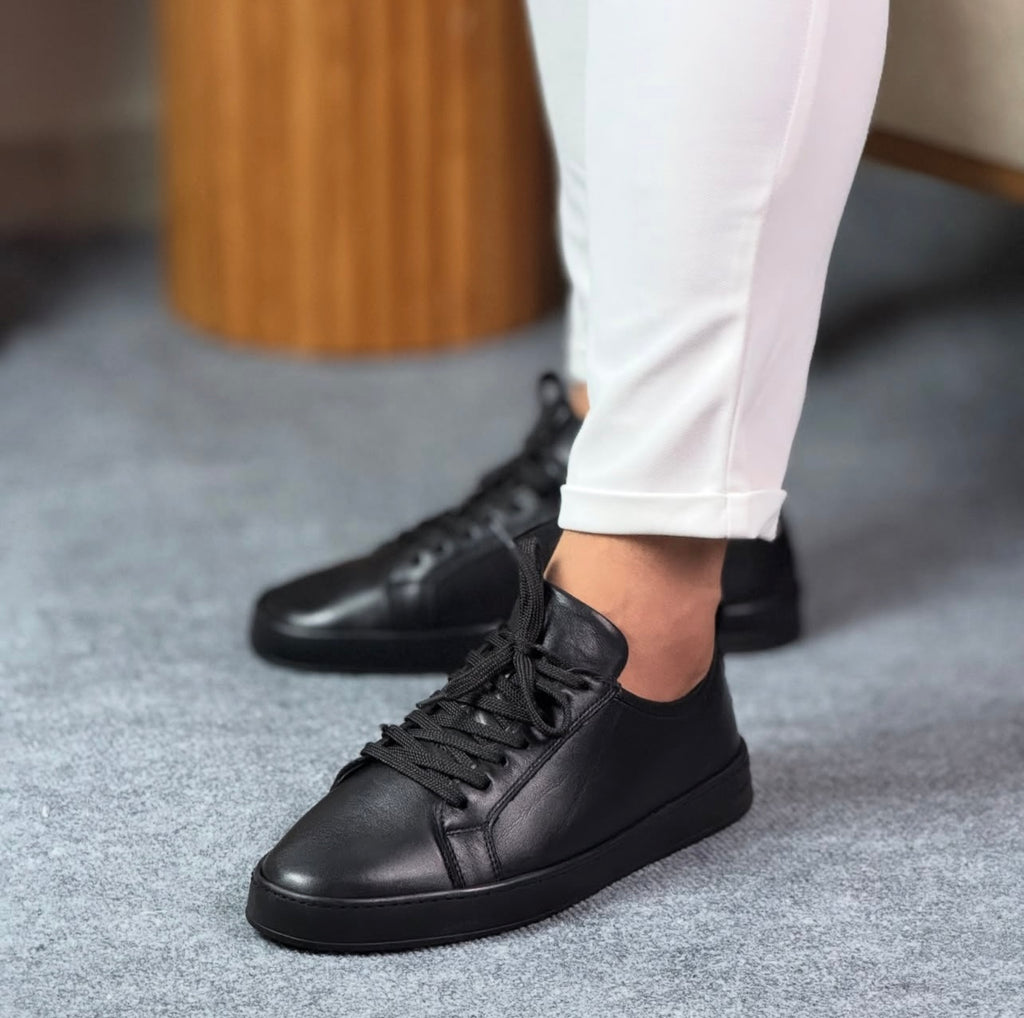 0063 SİYAH SNEKAKERS ERKEK DERİ AYAKKABI