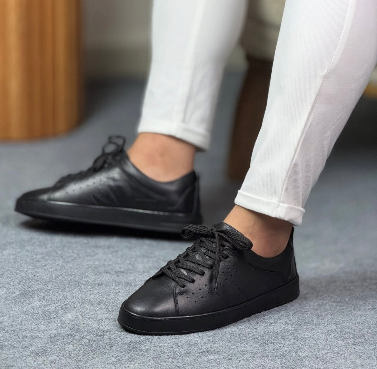 0064 SİYAH SNEKAKERS ERKEK DERİ AYAKKABI