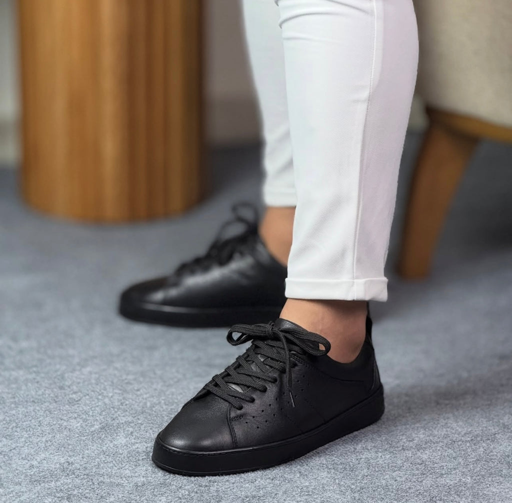 0064 SİYAH SNEKAKERS ERKEK DERİ AYAKKABI