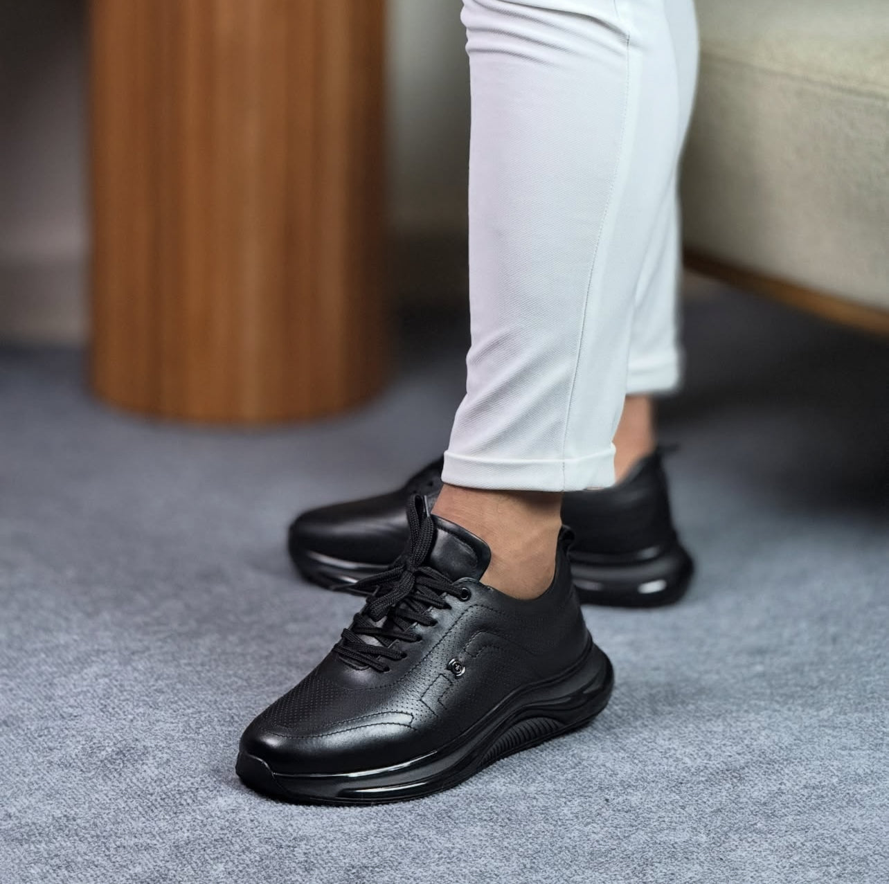 0065 SİYAH SNEKAKERS ERKEK DERİ AYAKKABI