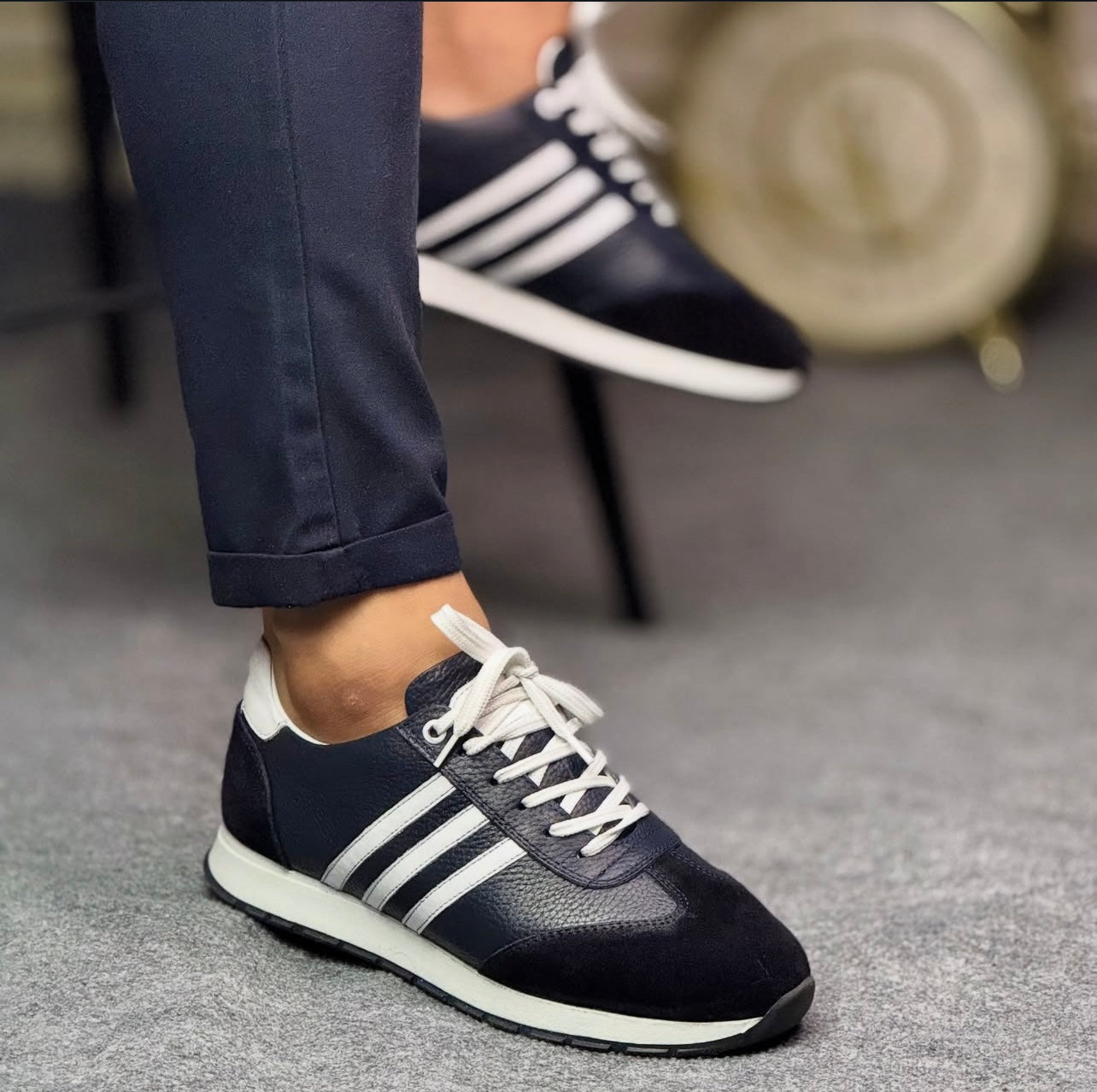 0040 LACİVERT ERKEK DERİ AYAKKABI