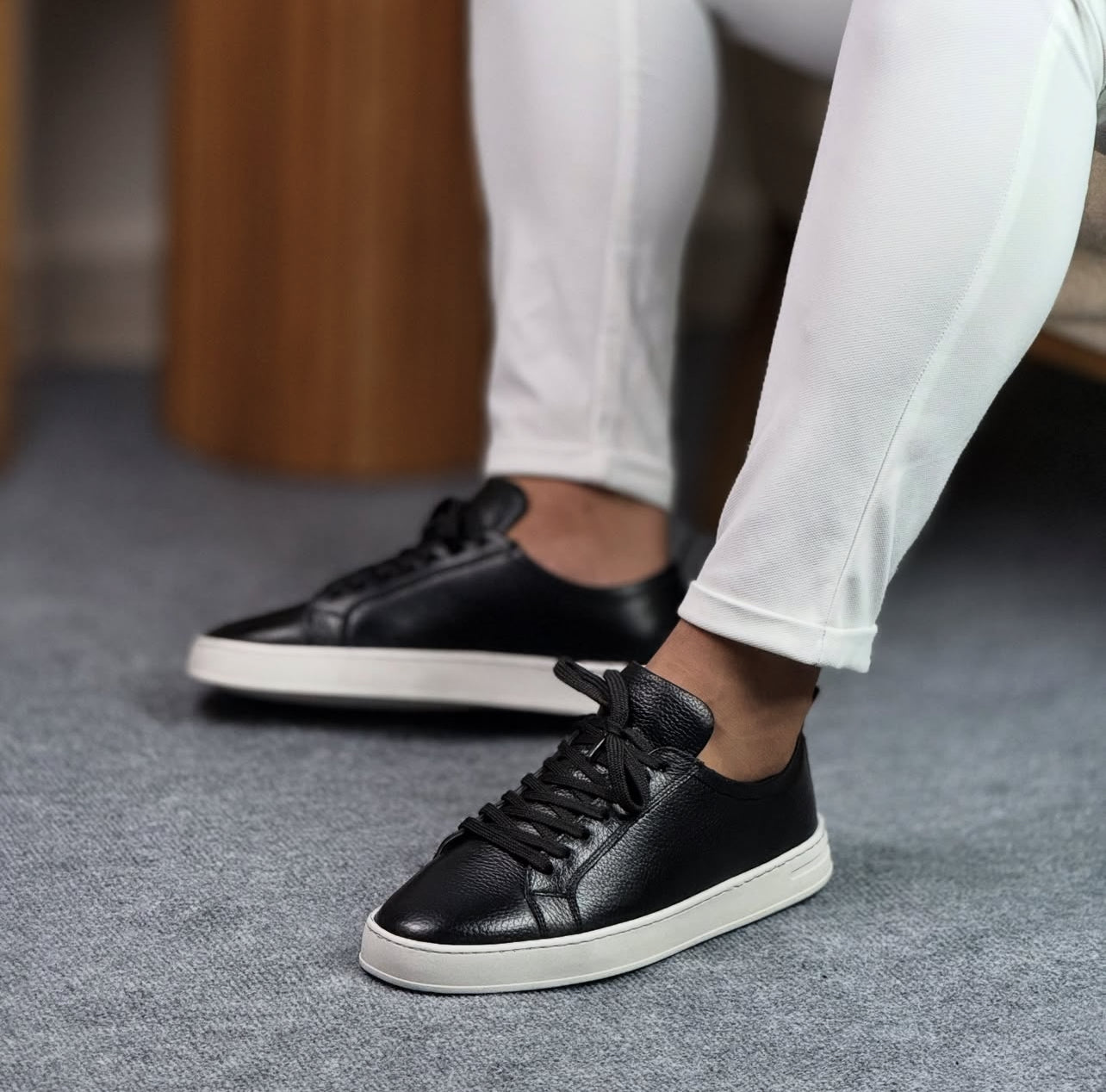 0063 SİYAH SNEKAKERS ERKEK DERİ AYAKKABI