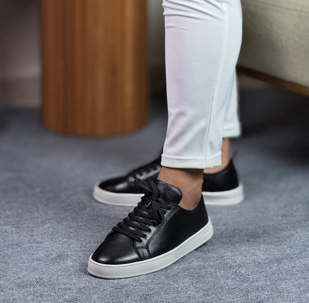 0063 SİYAH SNEKAKERS ERKEK DERİ AYAKKABI